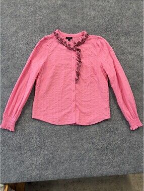 Embroidered Smocked Top at Talbots Petunia Pink Size S Petite